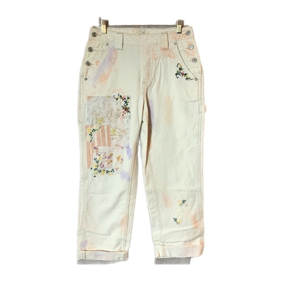 EUC We The Free • Love Alive Boyfriend Jeans Floral embroidered Painter Pant 27 - Picture 3 of 13